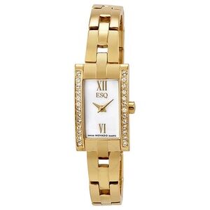 ESQ BY MOVADO Flair Swarovski Crystal MOP Dial Gold IP Stainless Woman's Watch